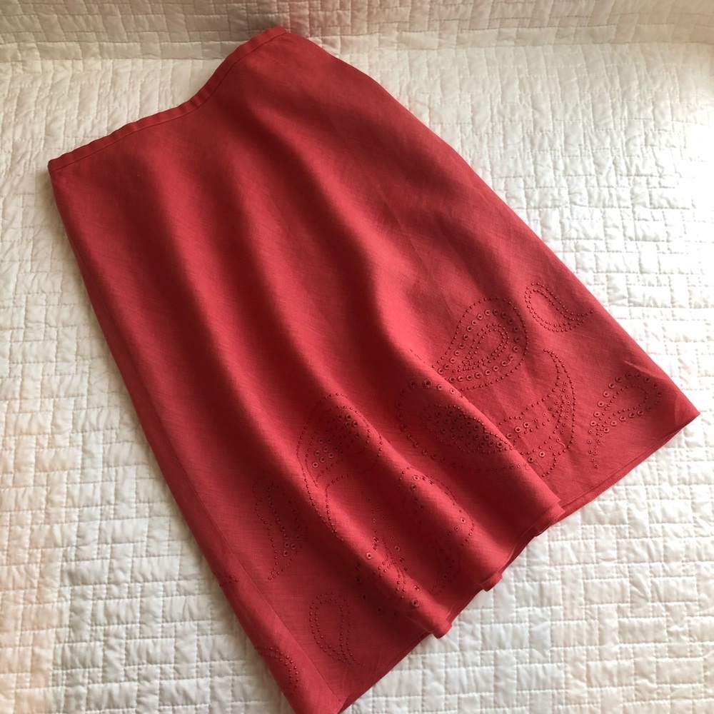 Ann Taylor 100% Linen Skirt, coral, size 2